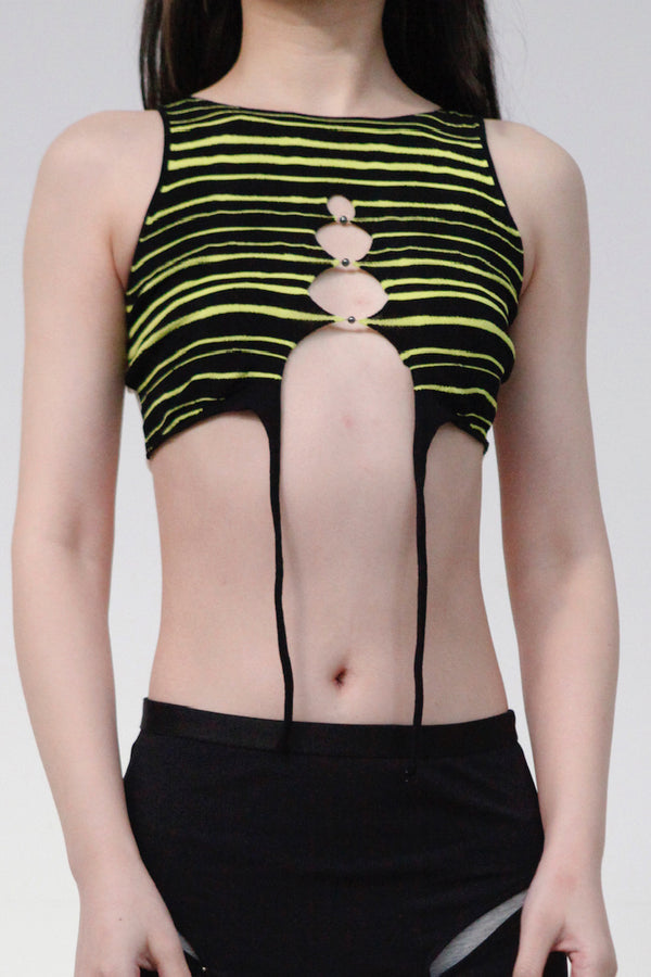 RUI Stripe Panel Mesh Tank Top RSS23KN08 Onyx Black